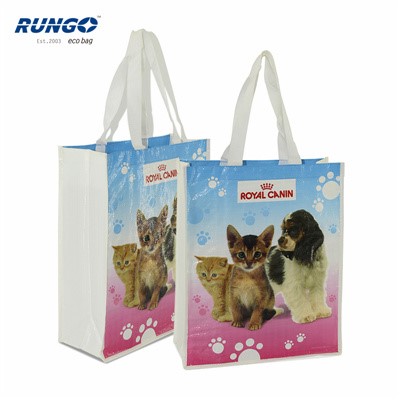 Custom Printed Pet food delivery recycled eco friendly laminated pp woven shopping bags